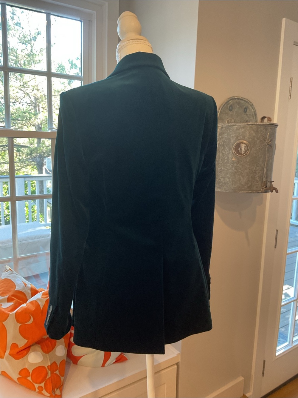 Theory Deep Green Velvet Single-Button Blazer - Picture 3 of 6